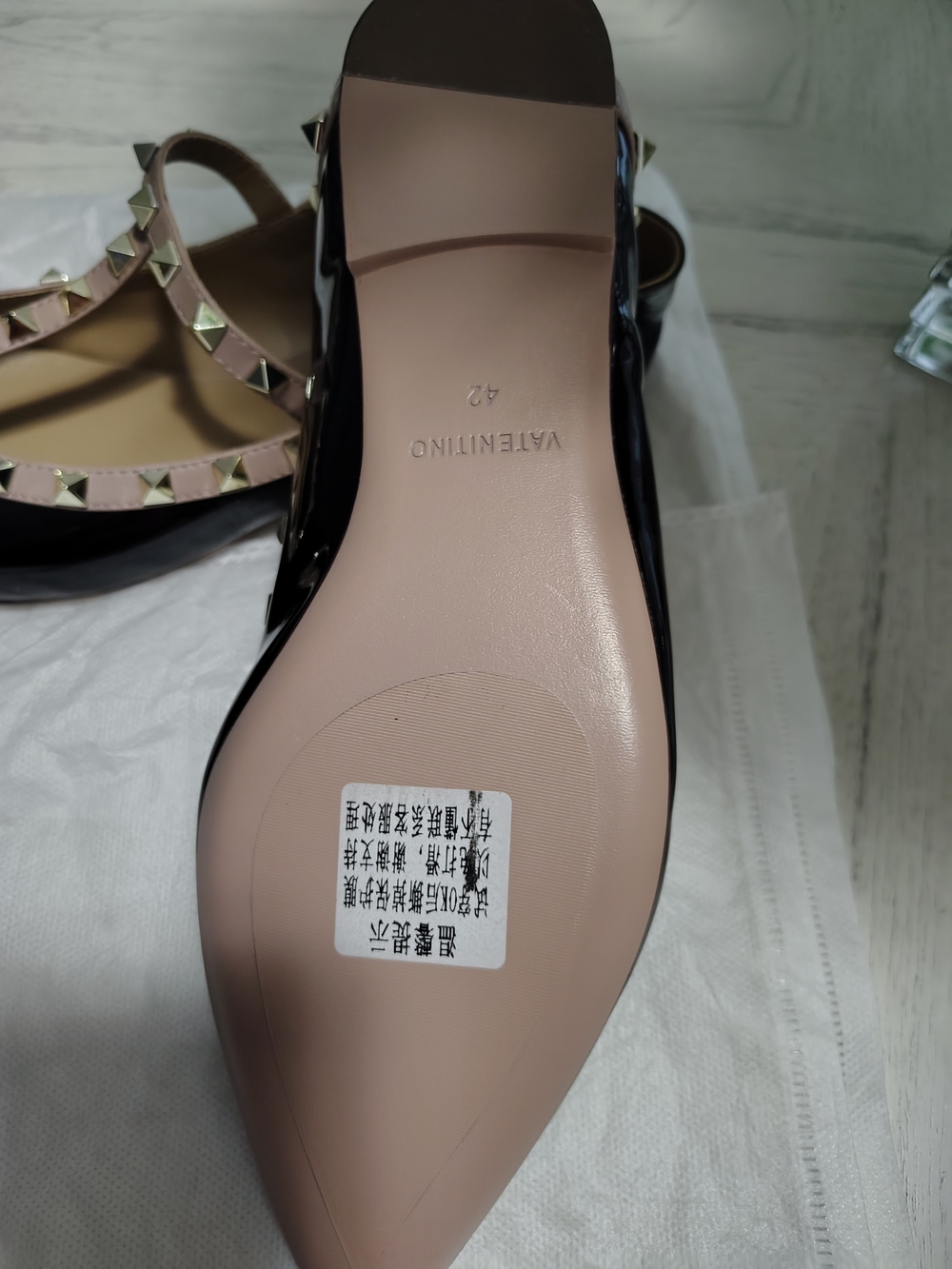 Valentino Black Patent Pointed Toe Rockstud Slingback